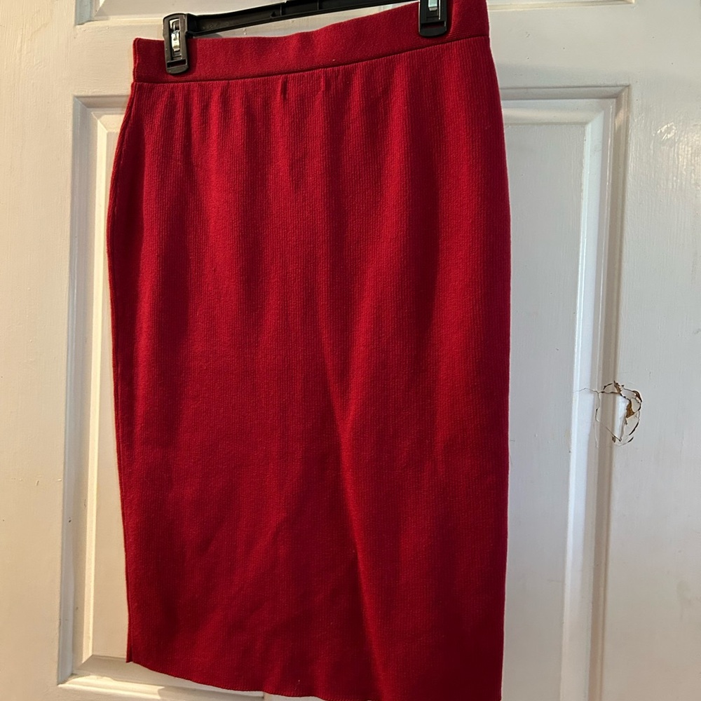 BOLD elements Red Asymmetric Button Pencil Skirt … - image 2